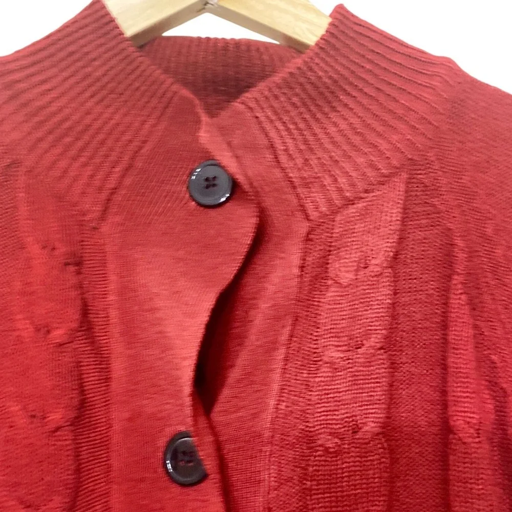Argee Womens Red Cable Knit Button Front Poncho Sweater‎ Mock Neck L/XL